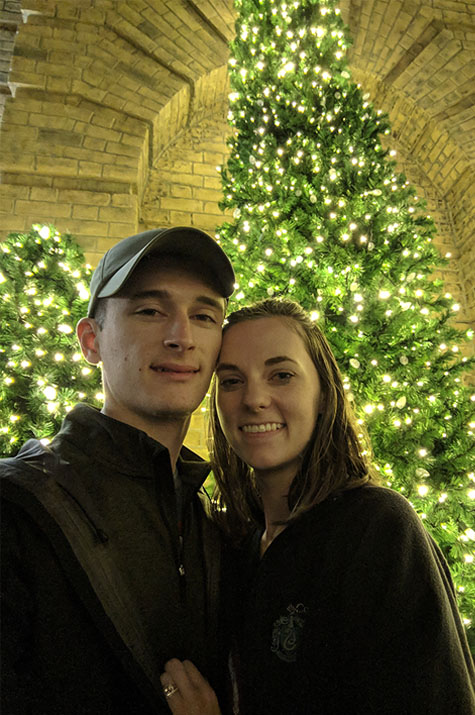 A very Potter Thanksgiving Alex and Cait Christmas tree selfie