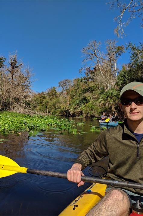 A very Potter Thanksgiving Alex Kayaking at Wekiwa Springs