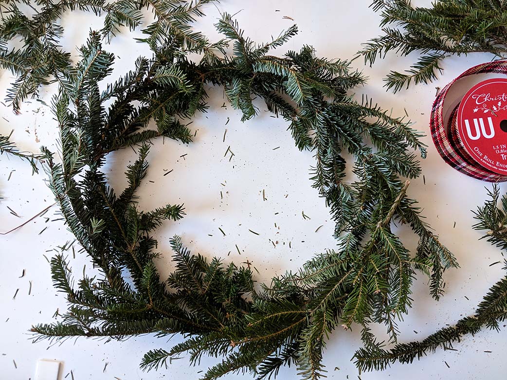 DIY Christmas wreath almost complete