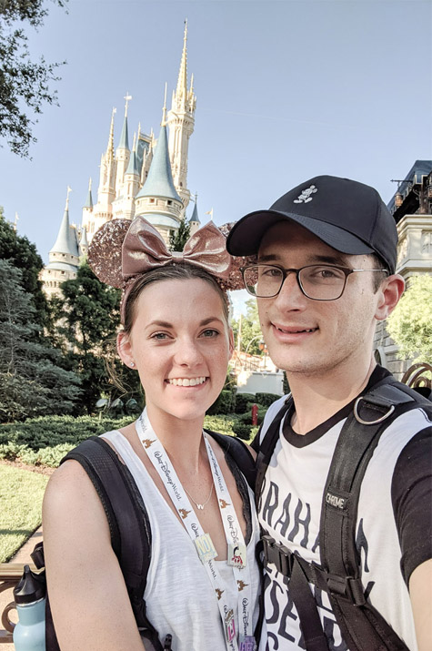 Magic Kingdom Trip_Alex and Cait in front of castle close up